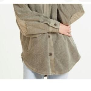 Free People Ruby Shirt Shacket Oversized Button Front Dirty Olive Green Size S